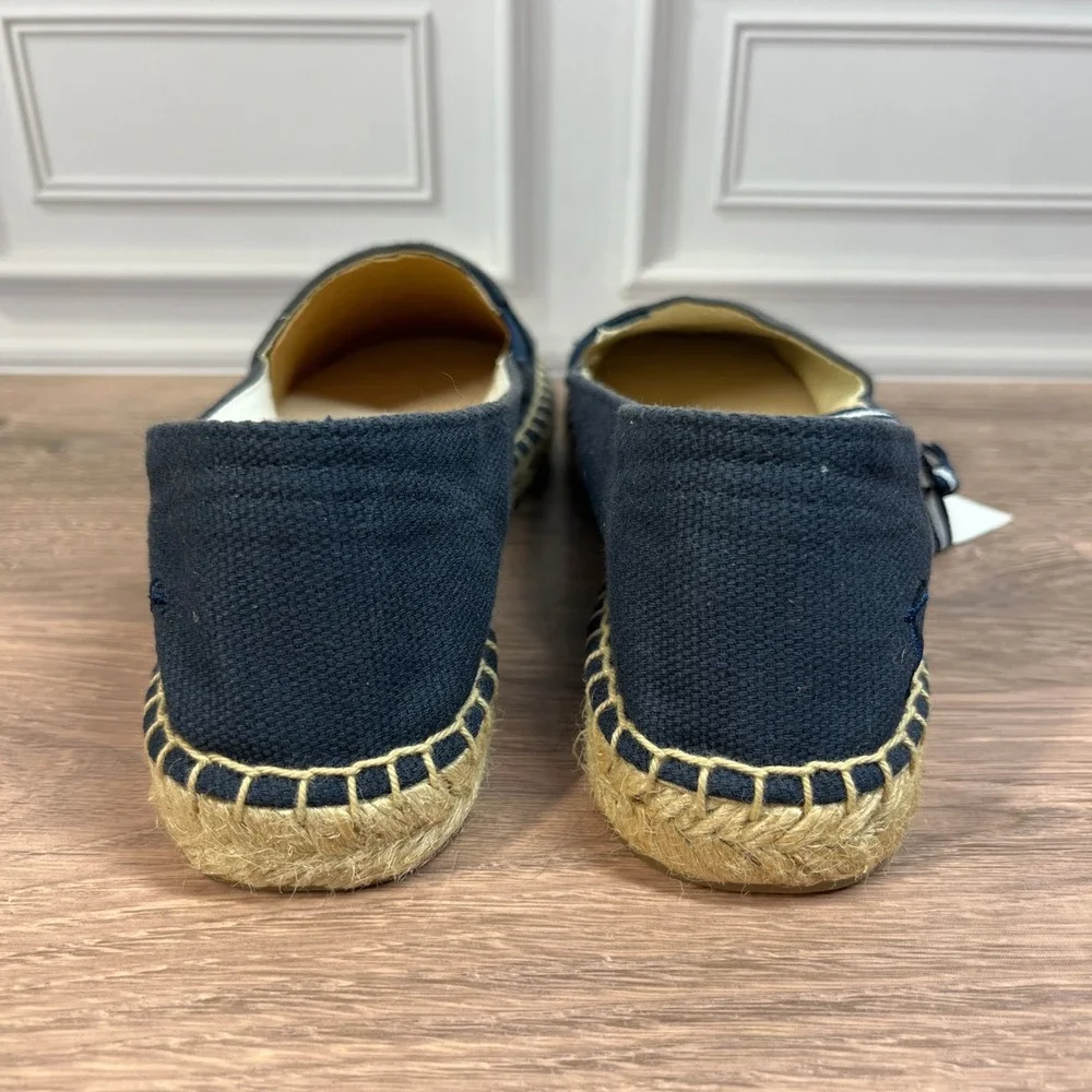 Joules Shelbury Espadrilles Womens Navy Blue Embroidered Bee Canvas Flats 5 NEW